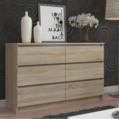 Cassettiera bassa con 6 cassetti - 120 x 40 x 76 cm - per soggiorno e