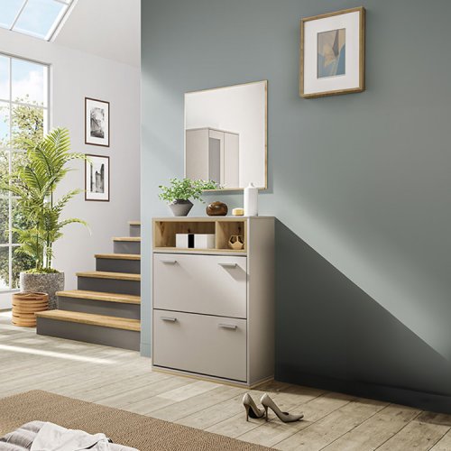 SCARPIERA 2 RIBALTE CM 63X24 H.80 ROVERE SBIANCATO : vendita online SCARPIERA 2 RIBALTE CM 63X24 H.80 ROVERE SBIANCATO in offerta