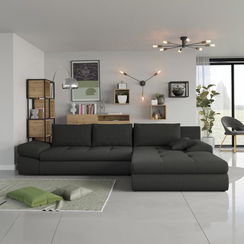 Divano Letto Angolare Reversibile Antracite 313x215cm