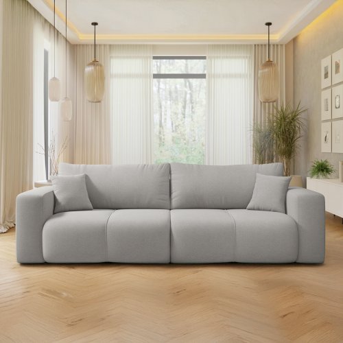 Poltrona In Tessuto Meerveil Grigio Chiaro - Moderna Con Gambe In Legno Massello - 72x68x82 Cm